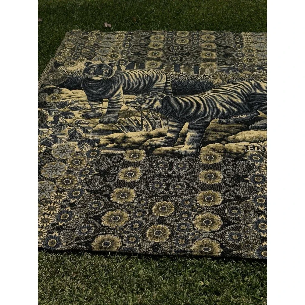 Tapestry Blanket Safari African Animals‎ Big Game Gold Brown Zebra Lions Tiger